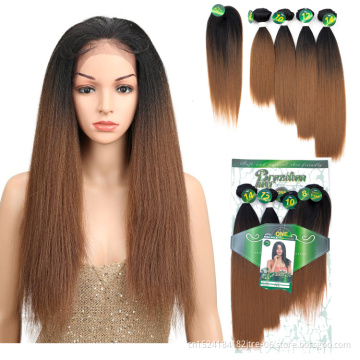 Kenya synthetic hair weave bundles straight one pack full hair sets, synthetic track hair weave one pack solution with closure